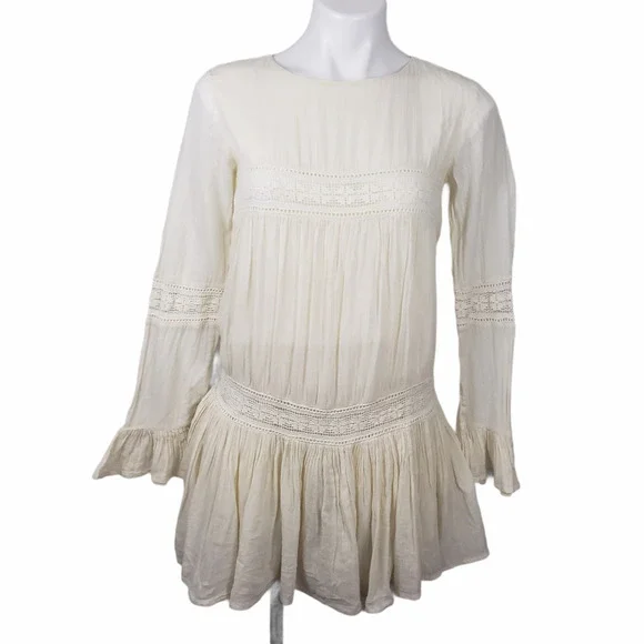 TULAROSA Cream Berkley Prairie Lace Mini Dress XS - Picture 2 of 11